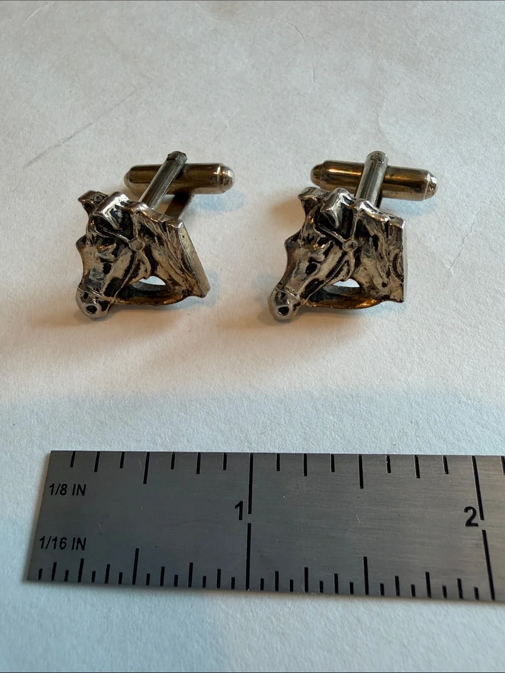 Silver-Gold-toned Horse Head Cufflinks